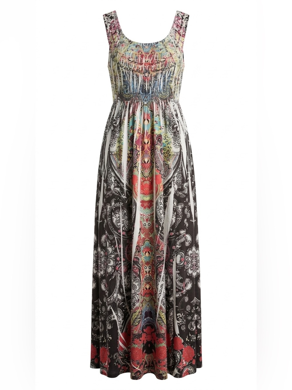 Apt. 9 Boho Paisley Print Smocked Maxi Dress Petite Large Floral Sleeveless